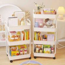 Multifunctional Rolling Storage Cart - Universal Storage Solution For Kitchen, Living Room And Bedroom - Can Store Stationery, Snacks, Small Items, Etc. - Durable Plastic Material, Multi-Purpose Trolley, Vertical Storage Rack - Multicolor - View 8