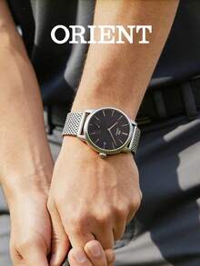 Orient Men's Quartz Watch, Black Dial, Rose Gold Hands, Milanese Metal Mesh Strap, 50m Water Resistant RA-SP0005N10B - Silver - View 2