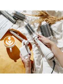 Adler 5-In-1 Hot Air Styler, Curling Dryer Brush Set, Multi Hair Styling Tool - 1200W, 5 Interchangeable Brushes, White Champagne - EU E Type Plug(220-240V) - View 2