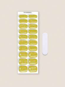 Christmas Semi Cured Gel Nail Strips, 20Pcs Long Lasting Salon Quality Wraps, Easy Apply & Remove Gel Nail Stickers With UV Light - Lime Green - View 3