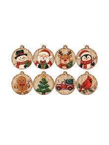 4/8pcs Christmas Decorative Signs, Santa Claus, Reindeer, Penguin, Gingerbread Man, Snowman, Cardinal And Tree Decorations, Asymmetrical Shaped Tabletop Decor - Multicolor - View 13