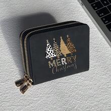Leopard Tree Print Card Holder Lightweight Fashionable Wallet Suitable For Christmas Use For Women Double Zipper Mini Wallet Purse Wallet Card Wallet - Multicolor - View 8