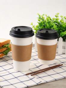 75pcs Coffee Cup Sleeves, Suitable For Hot Drinks, 25/50pcs Durable Corrugated Cardboard Cup Sleeves, Fits 12-24oz Cups, Beverage Insulation, Suitable For Both Hot And Cold Drinks - View 8