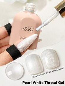 AiFer 15ml/Pc Kutek Gel Berkilau Motif Cangkang Putih, Efek Cangkang Mutiara Aurora, Semi Permanen, Dapat Dihapus dengan UV LED, Desain Manikur Seni Kuku - Putih - View 2