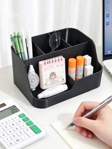 Kotak Penyimpanan Organizer Meja Multi-Kompartemen Kapasitas Besar Tempat Kuas Rias Tempat Penyimpanan Lipstik dan Bedak Kotak Organizer Alat Tulis Kantor Organizer Ruang Keluarga Rumah Rak Penyimpanan Remote Control - MultiWarna - View 4