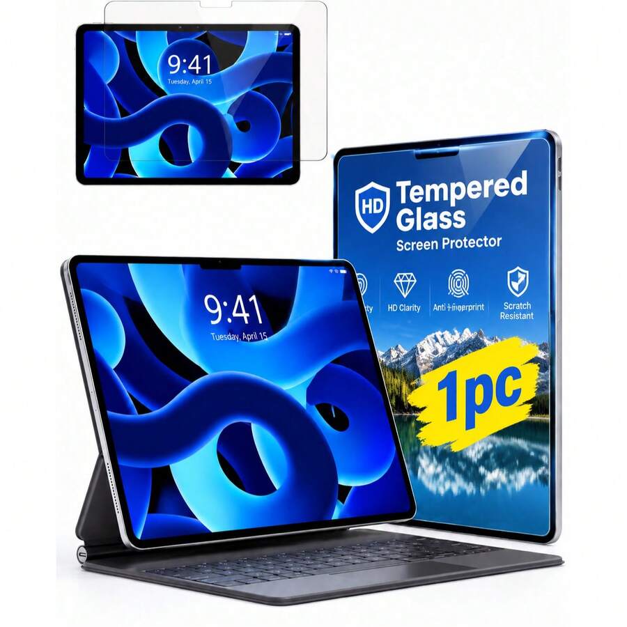 Yezodawee 1片平板螢幕保護貼,適用於iPad 11代/12代,鋼化玻璃9H膜配件,相容iPad 12代/11代/10代/9代/8代/7代/6代/5代,12.9"/10.9"/10.2"/9.7英吋,Air7/Air6/Air5/Air4/Air3/Air2/Air1/Pro 9.7/Pro - 無色 - 查看 1