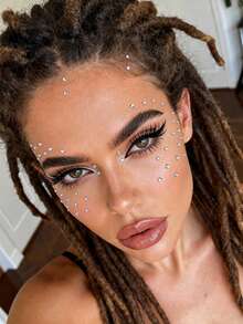 3Pcs/4Pcs/7Pcs Shiny White Diamond Rhinestone Face Decoration Sticker Set With Tweezers, Suitable For Rave Accessories, Y2K, Christmas Makeup, Party, Photography, Evening Party Atmosphere Styling,Eye Fair Decor - White - View 2