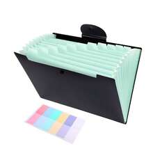 1pc Black A4 Folding File Folder, 12 Pockets Waterproof Expandable Document Bag, Round Snap Button Large Capacity Multi-Layer Paper Classification Storage Bag, Suitable For Office And School Document Storage And Organization - Multiple Styles - View 9