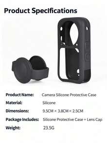 Protective Case For Insta360 X6 360 Panoramic Camera, Silicone Full Body Cover, Anti-Scratch, Wear-Resistant, Portable, Hard Shell For Body And Lens, Anti-Drop, Anti-Collision, Dirt-Resistant Accessory - View 2