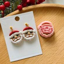 Santa Claus Head Polymer Clay Cutter, Cartoon Santa Face Clay Cutter, DIY Handmade Earring Pendant Brooch Making Tool, Compatible With Polymer Clay, 3D Printed, Clean Cut, Handmade Jewelry Floral DIY Craft Accessories, - Santa Claus - View 14