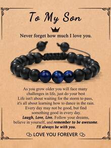 A Bracelet From Mom To Son, With Inspiring Love Quotes, Birthday Gift, Parent's Graduation Gift, Thanksgiving & Christmas Gift For Son - Black - View 10