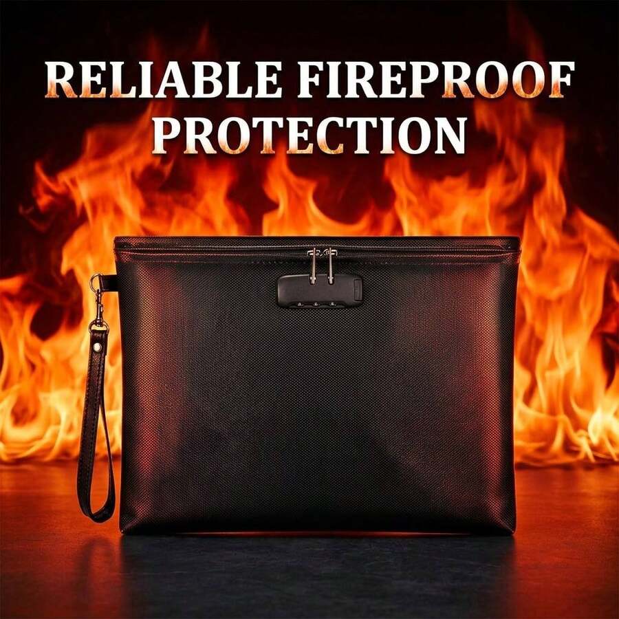 Flame Resistant Document Pouch, Men's Clutch & Wristlet-Square Pouch/Wallet That Can Hold ID Cards, Documents, Tablets, Cell Phones, And Other Valuables - Black - View 1