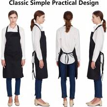 2 Packs Aprons With 2 Pockets Cooking Chef Kitchen Adjustable Bib Apron For Women Men, Black - Multicolor - View 2