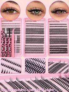 CMAYOME 790PC High-Capacity, Tri-Fold Portable Eyelash Kit, C-Curl, Spiked False Eyelashes, Available In Lengths From 6–18 Mm. The Set Includes Glue, Tweezers And An Eyelash Brush. Soft And Voluminous, Reusable And Beginner-Friendly.Cat Eye Lashes - Pink - View 2