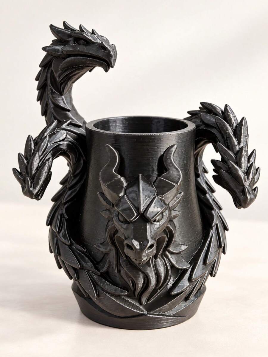 1pc Creative Three-Headed Dragon Pen Holder - Desktop Organizer, Suitable For Pencils, Brushes And Office Supplies; Home And Office Decor And Storage Accessory - Three-headed Dragon Pen Holder - View 1