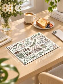 1PC Beige Brown Green Coffee Slogan Letter Collage Print Diatomaceous Earth Kitchen Drain Mat, Vintage Absorbent Dish Drying Mat, Coffee Bar Mat, Coffee Machine Mat, Kitchen Decor, Suitable For Coffee Bar Decoration, Kitchen Countertop, Coffee Corner, Drain Tray, Pet Food Mat, Heat Insulation Mat - Multicolor - View 11