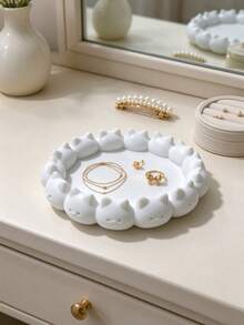 Cute Cat Lace Jewelry Tray Macaron Color Cartoon Kitten Storage Dish Vanity Ring Earring Necklace Organizer Girly Desktop Decor Ornament 3D Printed Jewelry Storage Tray - Multicolor - View 15