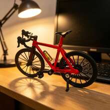 1PC Realistic Mini Alloy Bicycle, Carefully Restored Racing Road Bike Model, Realistic Road Bike Model, Alloy Body, Smooth Rolling Wheels, Creative Collectible Gift, Desktop Ornament, Unique Birthday Gift For Classmates, Friends And Boyfriend - Multicolor - View 6