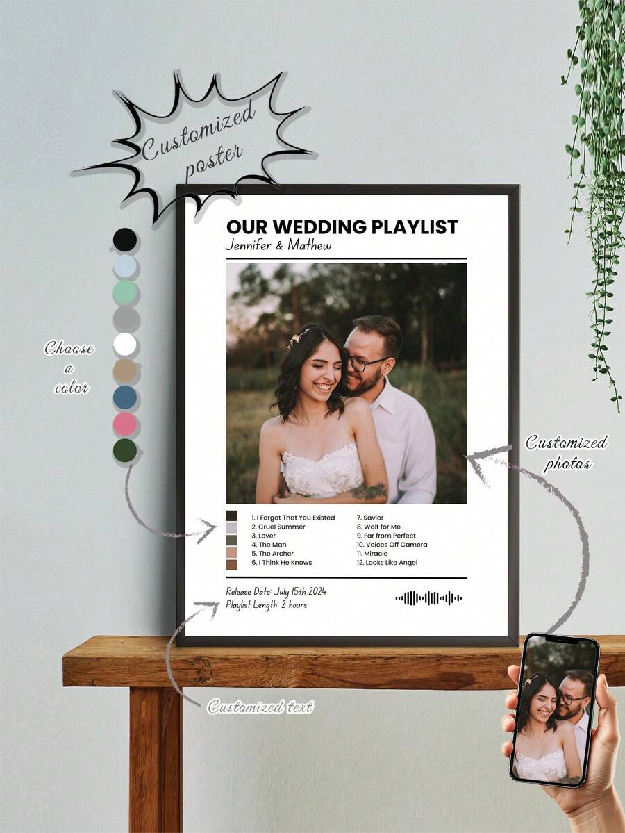 1 tấm poster in danh sách phát tùy chỉnh, poster kỹ thuật số cá nhân hóa, poster âm nhạc có thể tùy chỉnh, bài hát đặc biệt cá nhân hóa, in bìa cặp đôi, tranh tường tùy chỉnh, ảnh tùy chỉnh, đồ vật tùy chỉnh, trang trí phòng, tùy chọn khung