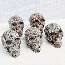 YOUNAIERZX 1pc 9cm Large Natural Mineral Skull Ornament, Unique Texture Crystal Skull, Home Desktop Decor And Meditation Healing Ornament - Multicolor - View 6