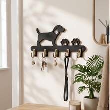 1-Piece Wall-Mounted Key Hook For The Entryway | Style Wall Key Holder | Wooden Wall Decor | Decorative Key Rack For The Entryway | Handcrafted Wooden Home Decor | Removable Wooden Key Holder - Black Puppy Keychain - View 6