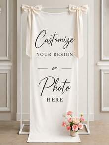 Customized Bride & Groom Name/Date Wedding Banner - Customizable Wedding Party, Baby Shower, Bridesmaid Party, Wedding Welcome Decor - Wrinkle-Resistant Backdrop Suitable For Lawn, Garden, Banquet Hall - Easy To Hang - Multicolor - View 1