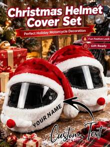 Vỏ bọc mũ bảo hiểm mô tô hình ông già Noel tùy chỉnh, bảo vệ mũ bảo hiểm full face bằng lông nhung Giáng Sinh, trang trí mũ bảo hiểm râu ông già Noel dễ thương và mũi đỏ, phụ kiện đồ bảo hộ lái xe ngày lễ cho người đi mô tô và xe tay ga - Nhiều màu - Xem 2