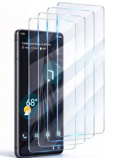 4Pcs Tempered Glass Screen Protector Compatible With Google Pixel Phone, Ultra HD Clear Screen Film, 9H Hardness, Case Friendly, Anti Scratch, Bubble Free, Oil-Resistant Oleophobic Coating, Anti-Fingerprint, Shockproof Explosion-Proof, High Touch Sensitivity, Easy Install, Shatter Resistant Phone Screen Protection Accessories