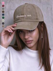 1pc Absolutely Not. Printed Washed Baseball Cap - Vintage Sarcasm Quote Hat - Retro Soft Adjustable Dad Hat For Street Fashion,Holiday,Festival - Multicolor - View 1