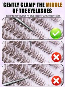 216pcs Brown Thin Dense False Eyelash Clusters, Long Voluminous Lash Tips, Create Mysterious Halloween Eye Makeup Effect, DIY Design With Self-Adhesive, Suitable For Witch Cosplay, Theme Night Events And Festive Occasions - D - View 4