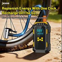 Car Jump Starter With Compressor, 180PSI Tire Inflator, Digital Display, Tire Pressure Monitoring, 3-Mode LED Flashlight - Includes Various Adapters, Multi-Function Outdoor Inflation Power Source, Portable Jump Start And Repair Equipment - Option a [Complete Machine + Accessories] - View 8
