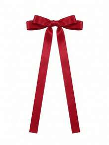 2Pcs Large Red Satin Bow Hair Clips For Women Girls, With Long Streamer Ribbon Tails, Elegant Big Hair Accessories For Christmas & Weddings Cute - Red - View 3