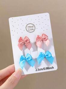 20pcs Girls Colorful Fabric Bow Ribbon Hair Clips, Versatile Bangs Back Side Hair Clips, Hair Accessories For Daily Use - Multicolor - View 7