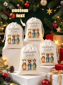 Customizable Three Kings' Day Gift Bags – Personalized Polyester Tote Bags Featuring A Camel Motif; Perfect For Epiphany Celebrations And Party Favors. - Multicolor - View 3