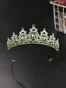 A Fashionable And Exquisite Alloy Crown, Suitable For Women's Wedding Party Hair Accessory - Mint Green - View 3