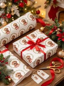 Custom Photo Christmas Gift Wrapping Paper, Personalized Pet Face Wrapping Paper Roll, Custom Image Printed Holiday Gift Wrapping, Suitable For Christmas, Birthday, Anniversary Gifts - Multicolor - View 6