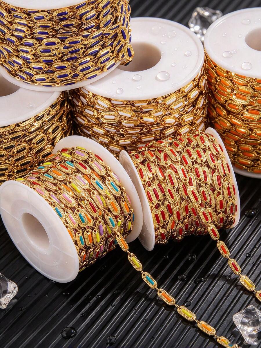 1-Meter Stainless Steel Colorful Square Link Necklace And Bracelet DIY Jewelry Making-Perfect For Women's Everyday Wear - Chain - View 1