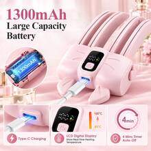 Hailicare 女性用髮根蓬鬆豐盈器，電動蓬鬆髮型造型工具，附LCD螢幕，2段溫度調節，快速加熱，1300mAh Type-C充電，4分鐘自動關機，便攜式髮根提升工具，適合日常旅行 - 粉色 - 查看 5