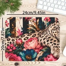 1pc Leopard Peony Floral Mouse Pad, Vintage Snow Leopard Pink Flower Stripe Pattern Extended Desk Mat For Home Office And Gaming, Sizes S/M/L/XL - View 16
