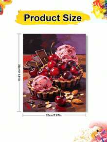 Adult & Beginner Digital Oil Painting Kit, Cherry Desserts, Easy Acrylic Painting Supplies (Includes Brushes & Paints), Suitable For Home Decor, Ideal Gift For Holiday. - Sets - View 8