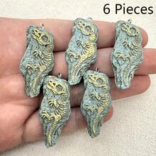 1/6pcs Resin Dinosaur Fossil Pendant, Suitable For DIY Jewelry Making, Perfect For Party Accessories, Earrings, Necklaces, Bags, Keychain Making Materials, Bracelet Charms, Keychain Making Supplies - Dinosaur Fossil Pendant - View 8