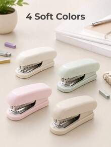 1/2/3/4pcs Mini Staplers And 1 Box Of Staples, 40-Staple Capacity, Max Paper Depth 22mm, Built-In Starter, Compact And Portable - Multiple Styles - View 1