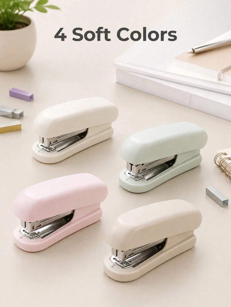 1/2/3/4pcs Mini Staplers And 1 Box Of Staples, 40-Staple Capacity, Max Paper Depth 22mm, Built-In Starter, Compact And Portable - Multiple Styles - View 1