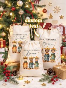 Customizable Three Kings' Day Gift Bags – Personalized Polyester Tote Bags Featuring A Camel Motif; Perfect For Epiphany Celebrations And Party Favors. - Multicolor - View 6