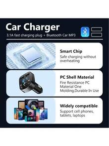 Bluetooth 5.0 Car Transmitter Receiver MP3 Player QC3.0 PD Type‑C Dual USB 3.1A 2.1A Fast Charger For Car Audio Music Playback - Black - View 11