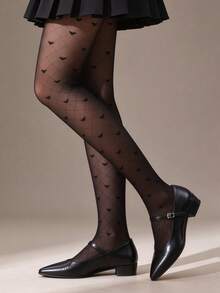 3 Pairs Dark Sexy Jacquard Lolita Academy Style JK Versatile Black Tights - Black - View 6