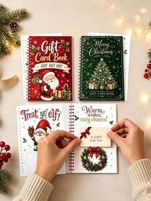 Christmas Gift Card Book, Black Spiral-Bound Christmas Gift Card Book, Wallet Book For Holiday Cash And Gift Cards, Holiday Santa Claus And Christmas Tree Design Christmas Greeting Keepsake - Multiple Styles - View 4