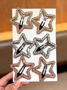 Star-Shaped Zinc Alloy Rhinestone Hair Clip, Korean Style Ins-Inspired Loose Hair Clip - Multicolor - View 5