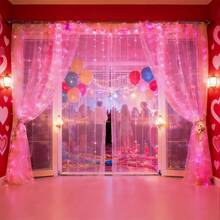 100/200/300LED Pink Curtain Fairy Lights, USB Powered LED String Lights With 8 Lighting Modes, Bedroom Wall Hanging Decor, Christmas Tree Hanging Lights, Party Wedding Birthday Halloween New Year Home Decoration Gift - USB Pink Curtain Lights - View 6