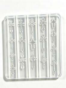 Khuôn silicon làm móng nghệ thuật hình chữ thập chạm khắc phong cách Gothic, hình chữ thập và ngôi sao, khuôn trang trí móng - Nhiều màu - Xem 2